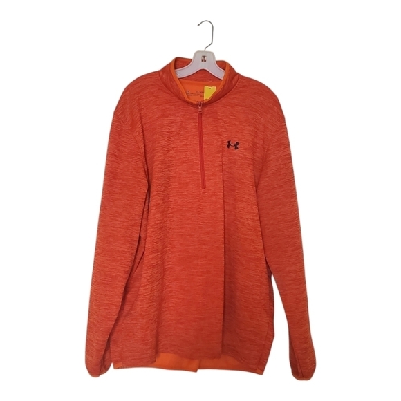 Under Armour Cold Gear 1/2 Zip Mens Fleece Pullover Orange #1357145 2XL - Picture 1 of 7